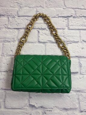 NWT Zara Green Quilted Shoulder Bag with Gold Chain Strap